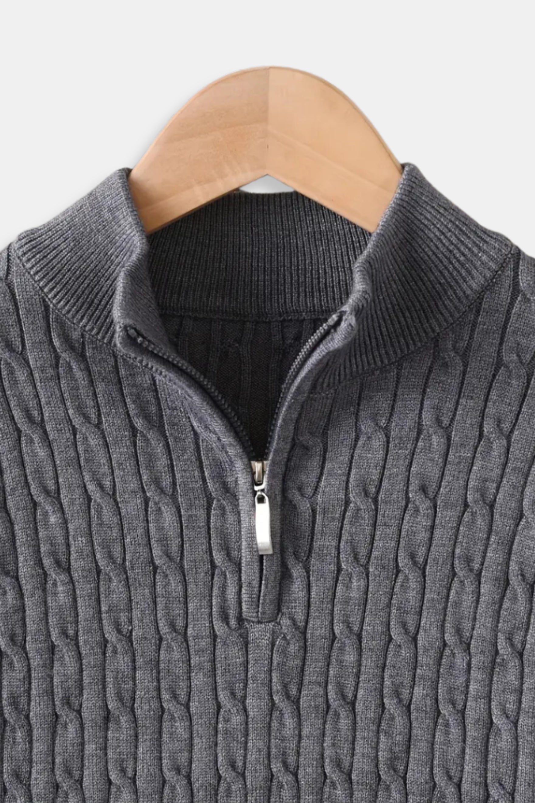 Smart Luxury Cable Knit Zip Sweater