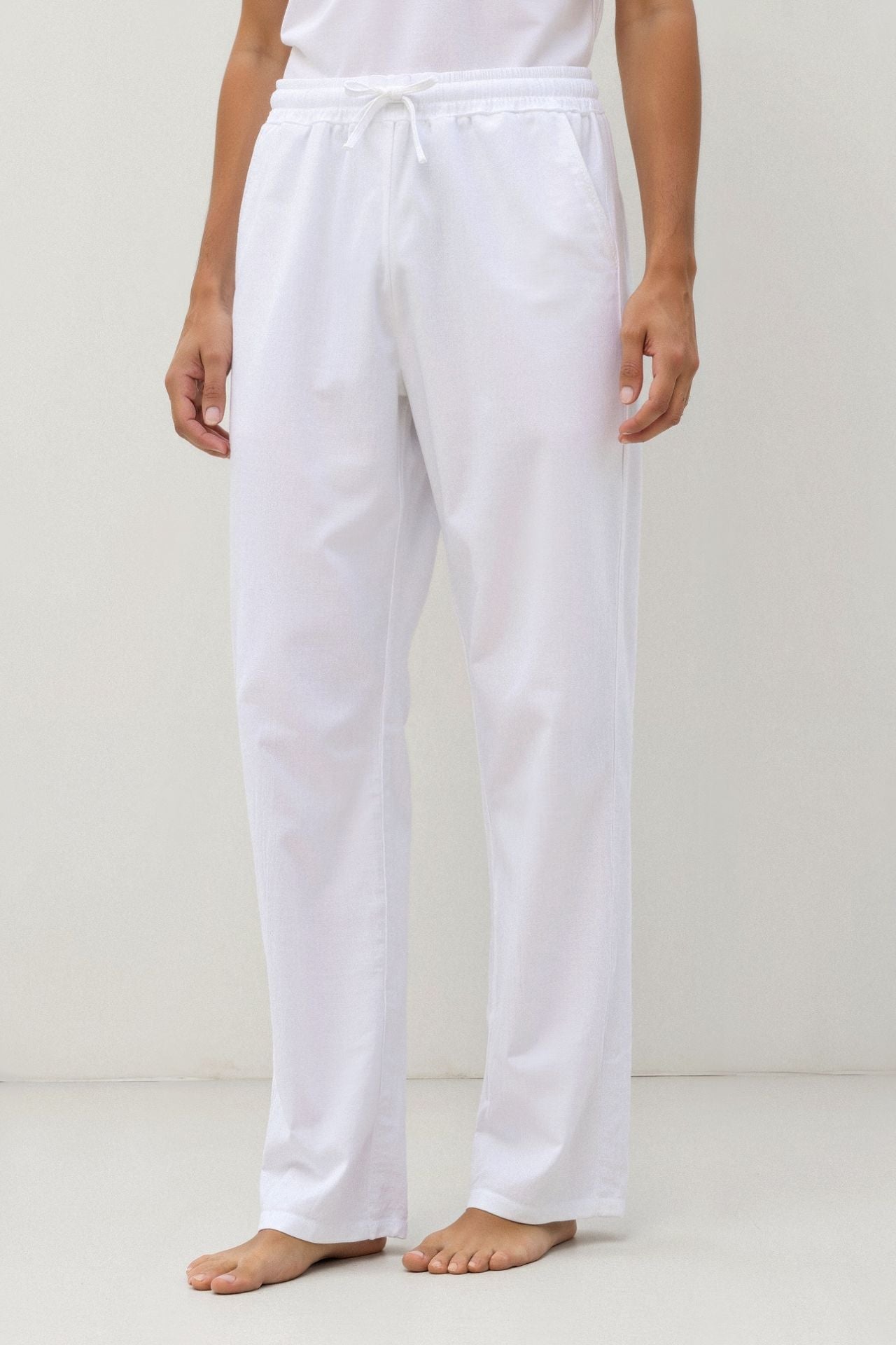 Old Money Cotton & Linen Blend Drawstring Pants