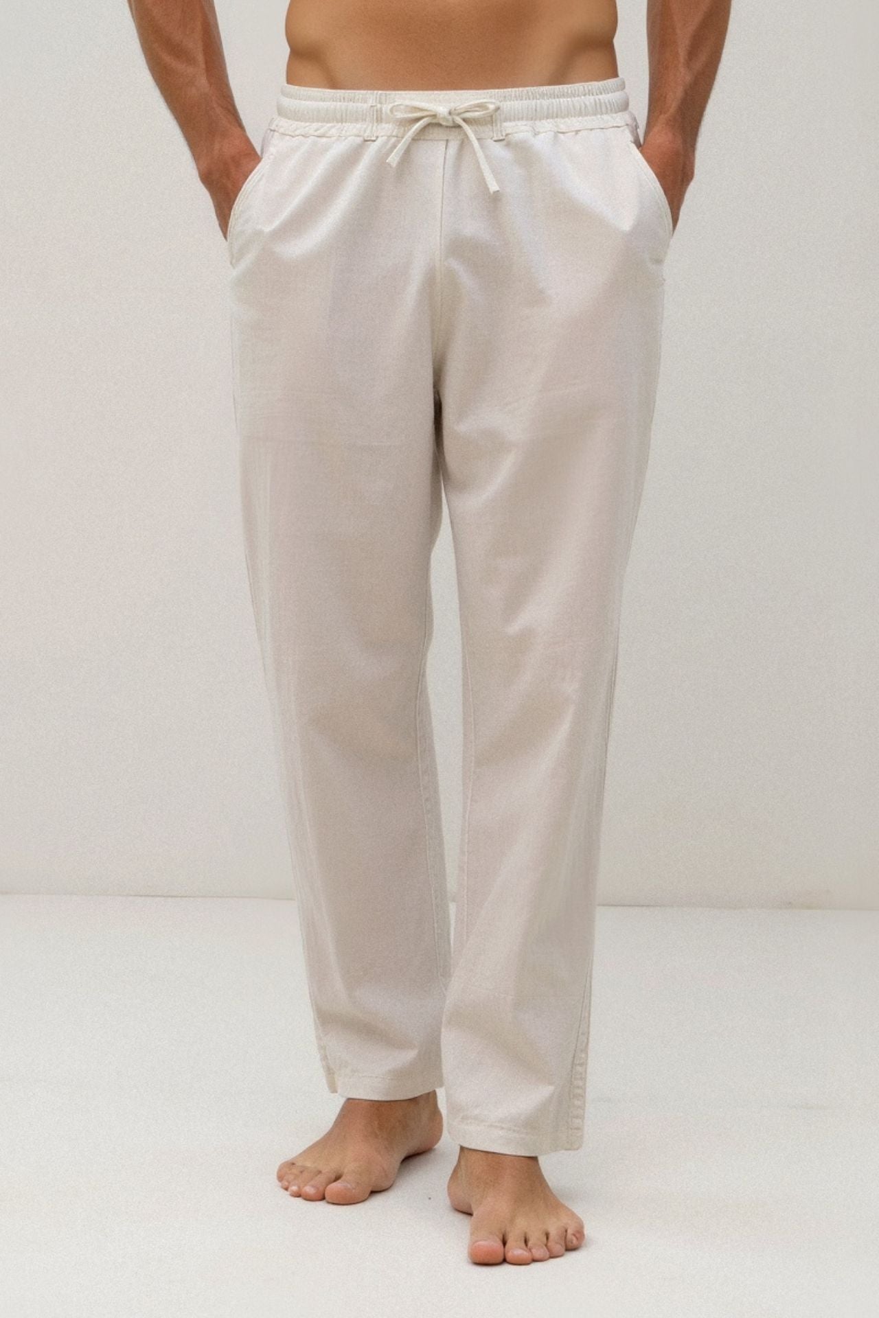 Old Money Cotton & Linen Blend Drawstring Pants