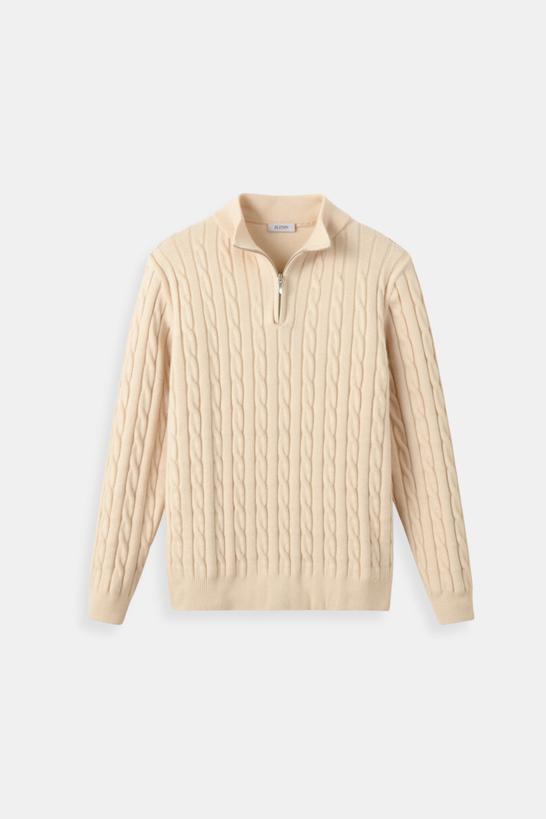 Smart Luxury Cable Knit Zip Sweater