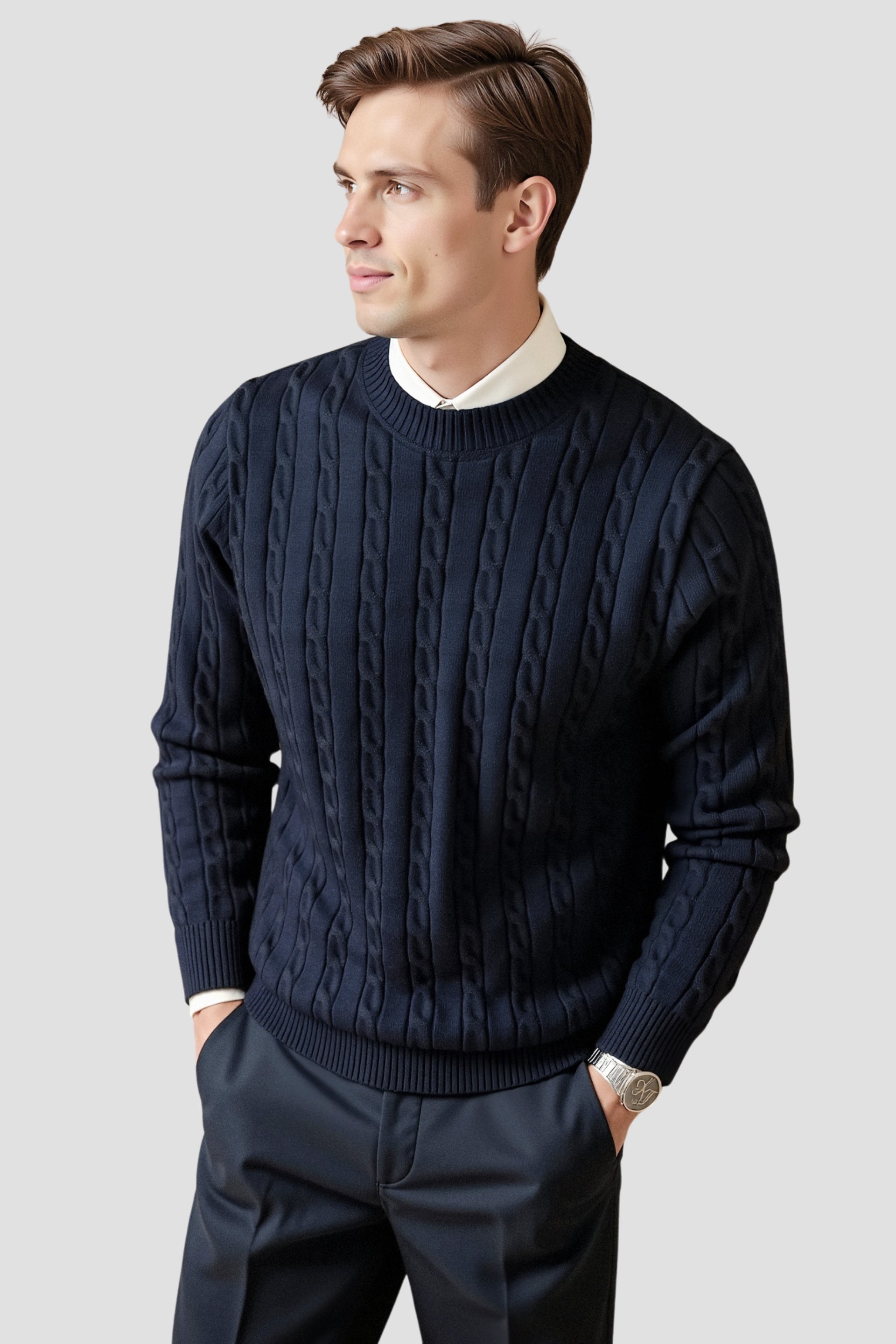 Premium O-neck Cable Knitted Pullover