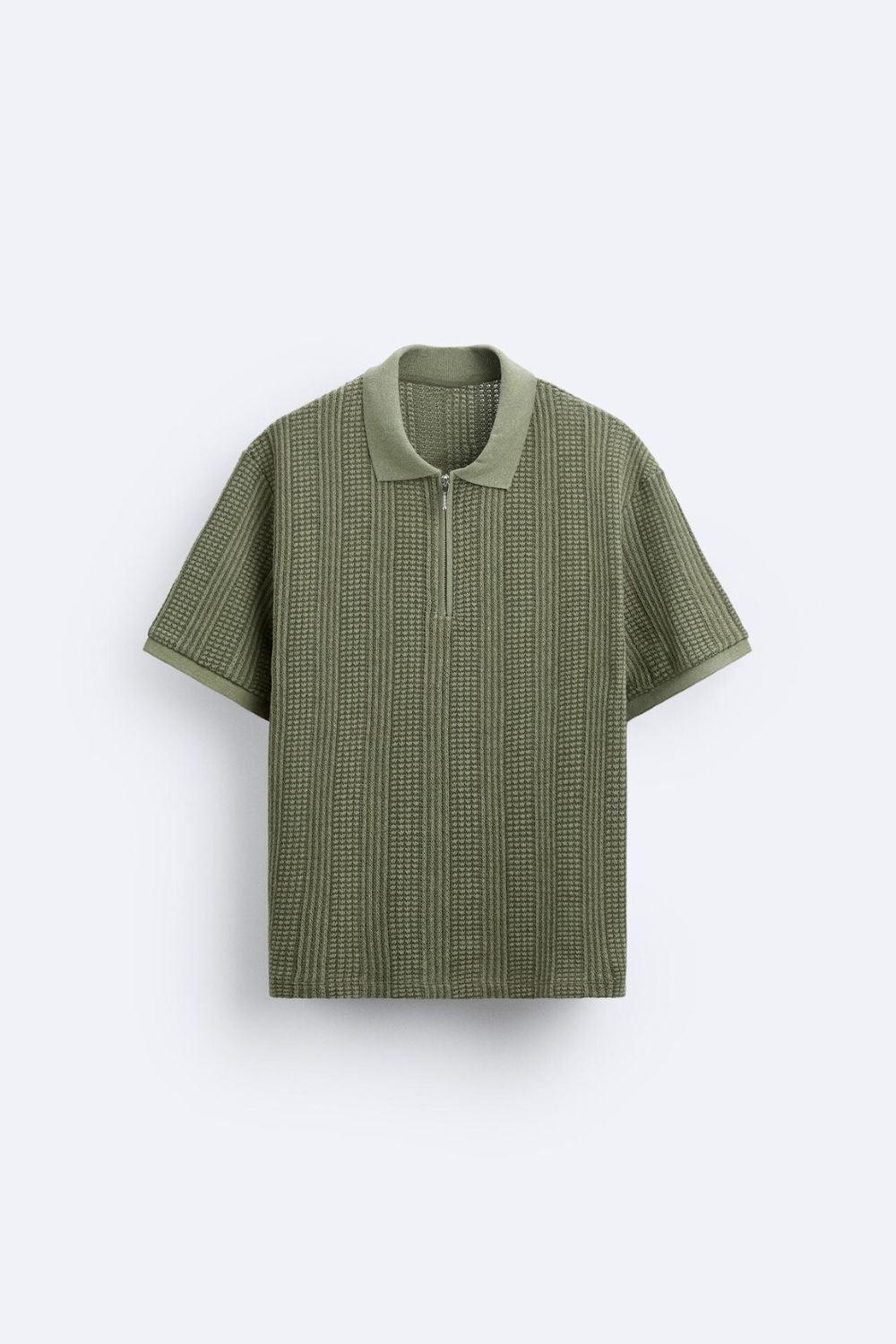 Old Money Unique Structured Half-Zip Polo T-Shirt