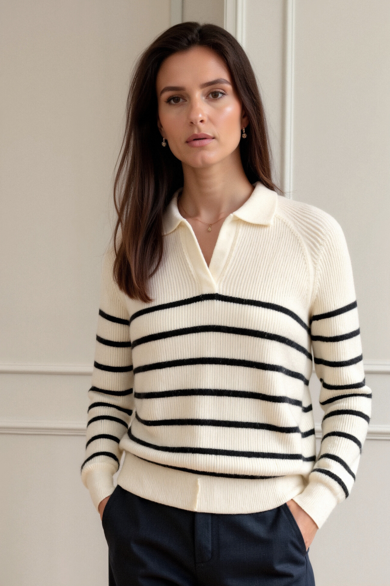 Old Money Classic Striped Raglan Sleeve Sweater