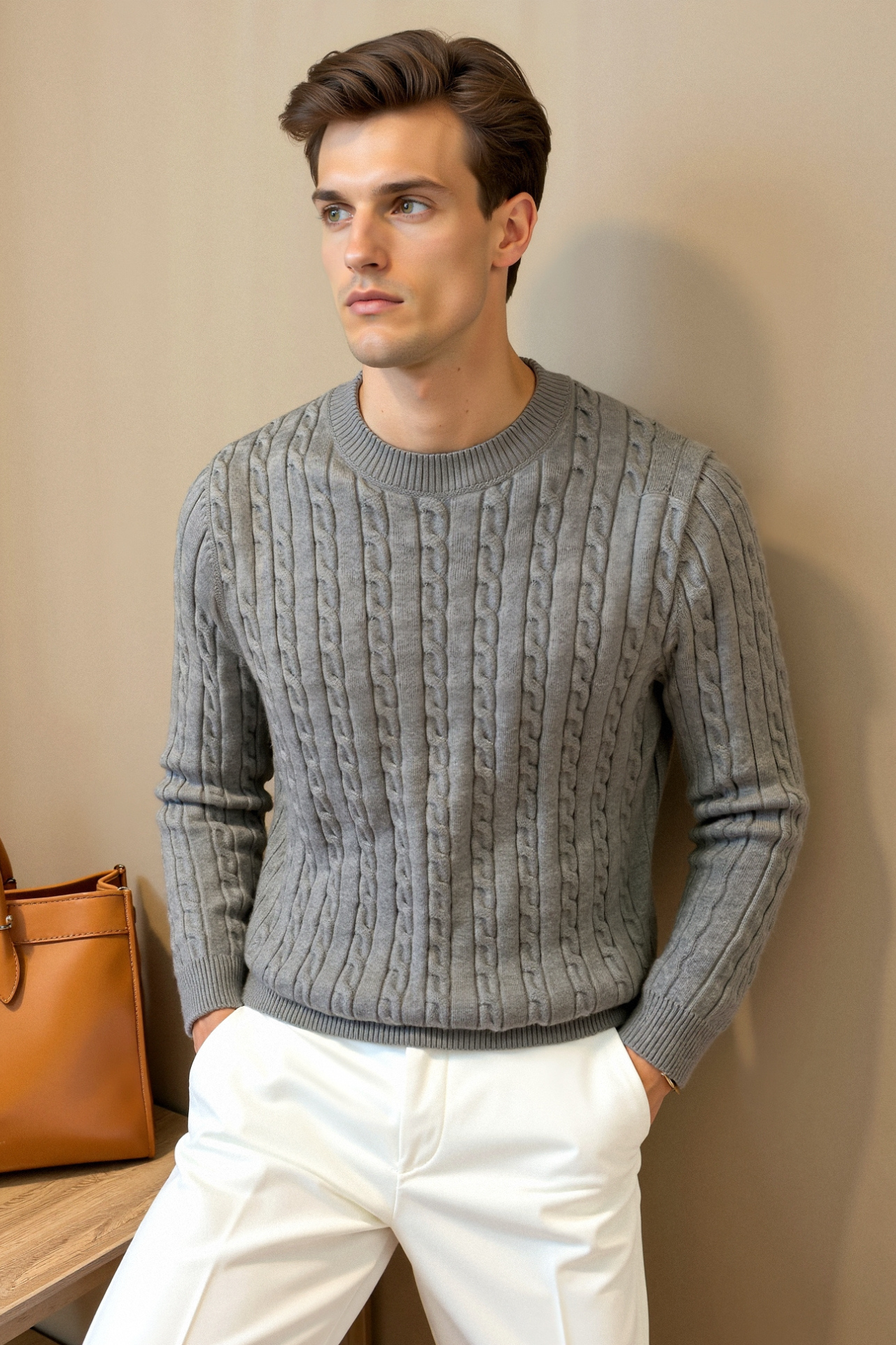 Premium O-neck Cable Knitted Pullover