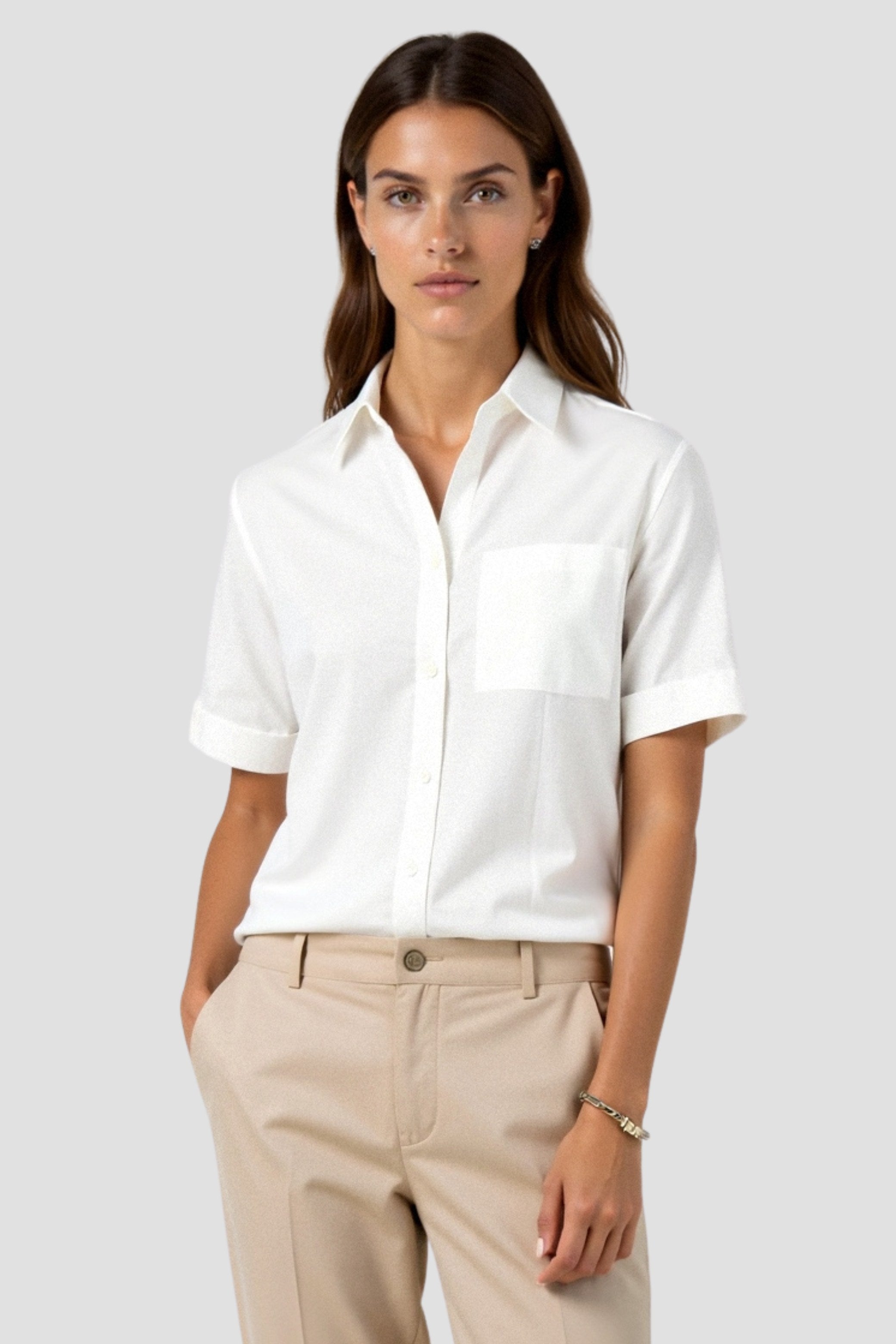 Old Money Short Sleeve Solid Button Front Shirt