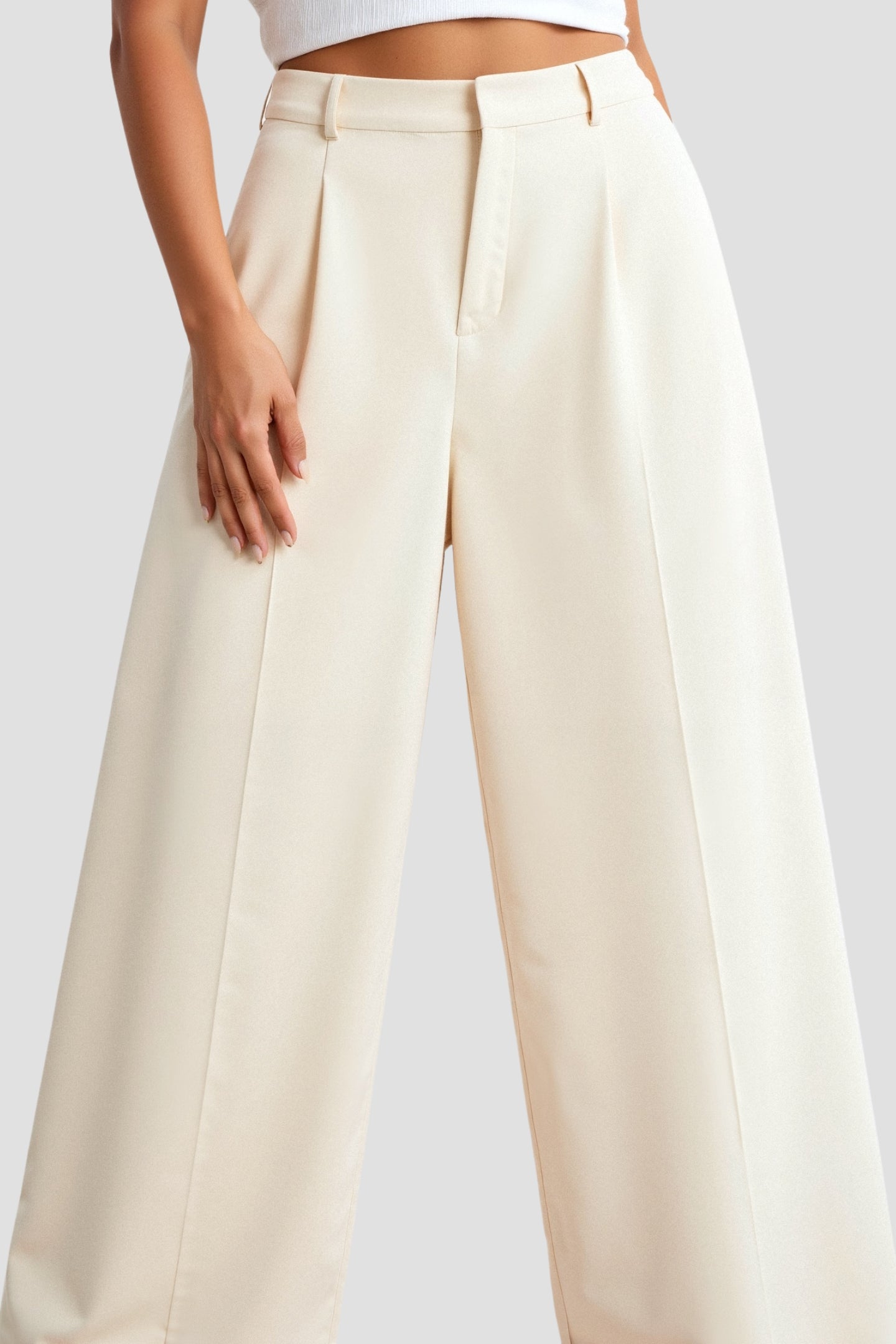 Old Money Elegant High Waist Solid Color Wide Leg Pants