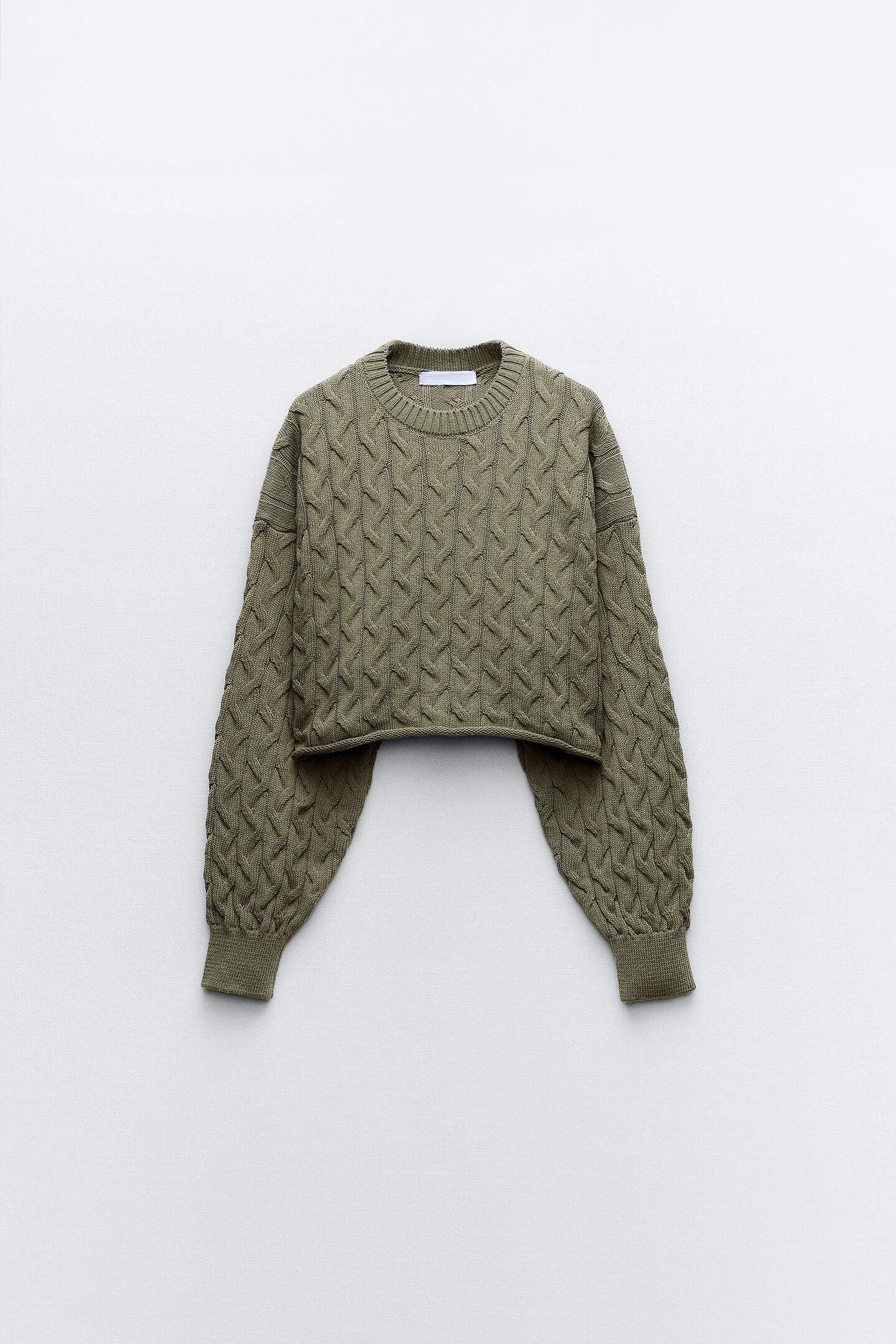 Old Money Cable Cropped Wool Sweater