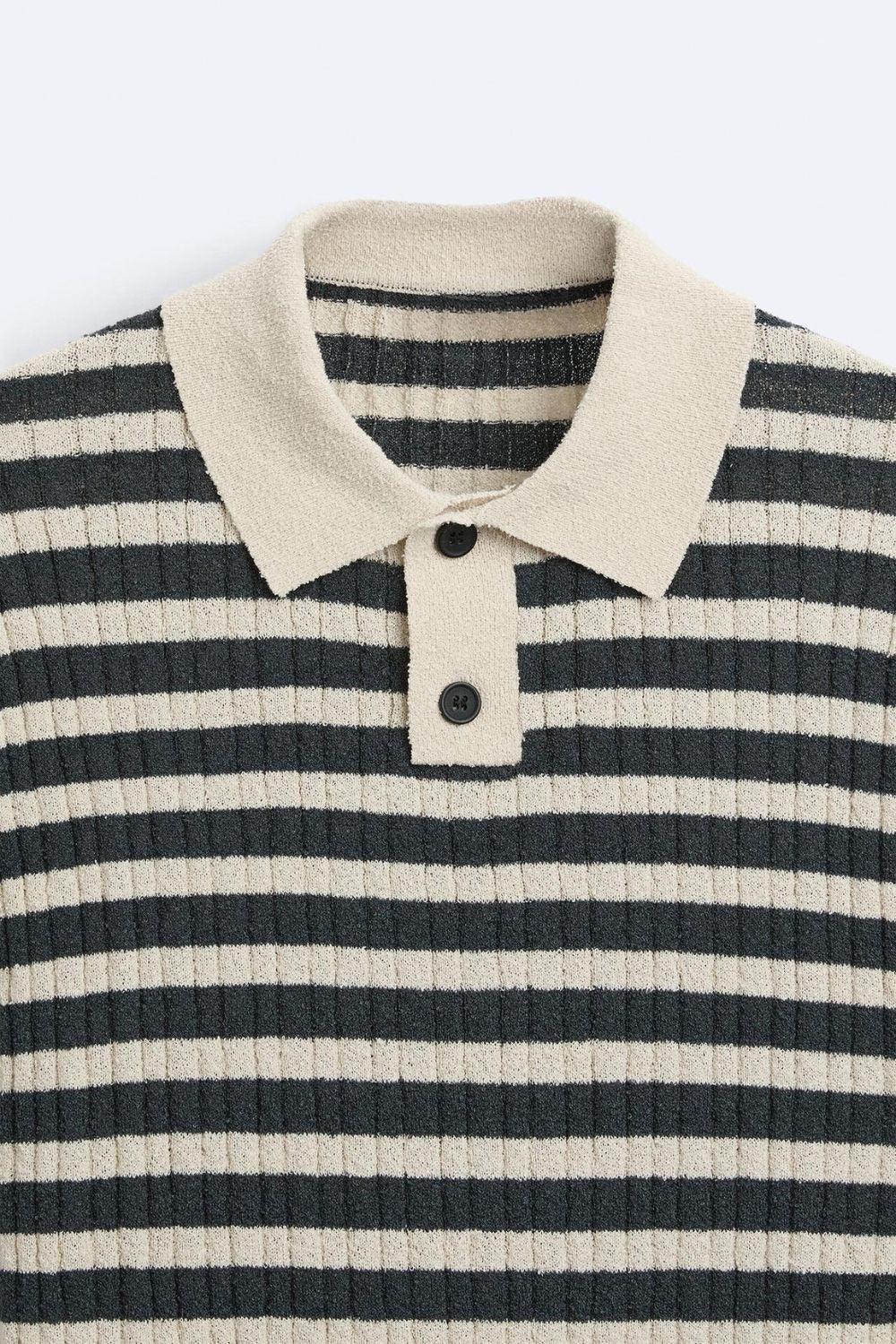 Old Money Knitted Striped Heavy Polo T-Shirt