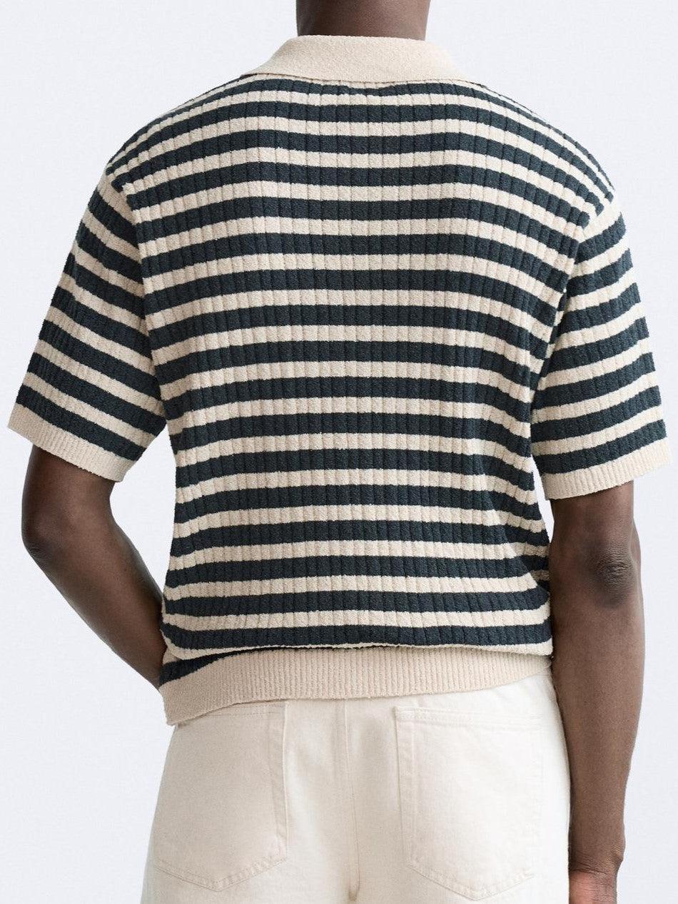 Old Money Knitted Striped Heavy Polo T-Shirt