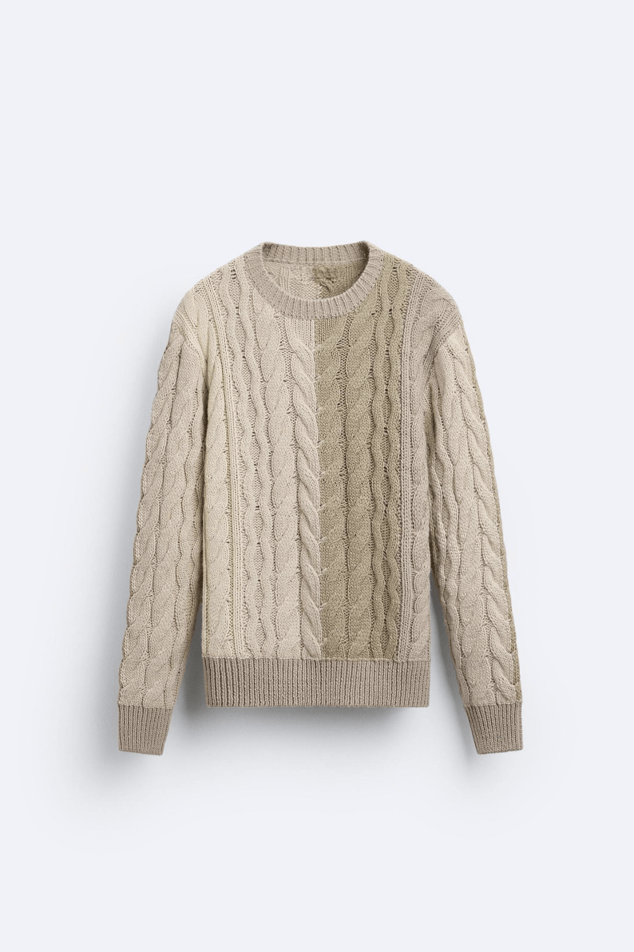 Old Money Cable Knit Block O-Neck Sweater